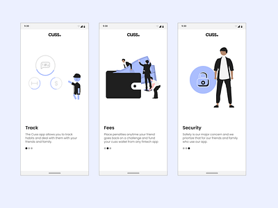 Cuss Onboarding | Addiction Tracker App app blue figma habit tracker material design mobile design ui