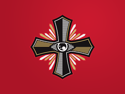 ICG. black cross eye god gold icon ironcross providence silver