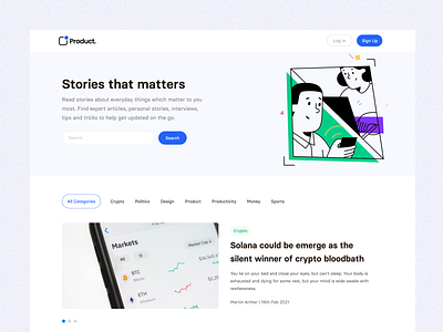 Blog Home — Product UI blog blog home ui blog ui blogs blogs page clean ui interface minimal ui product product design ui website