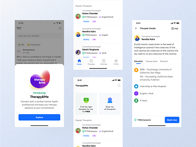 Therapy&Me - Book therapy session at your convenience! appointment appointment booking booking consultation doctor doctor appointment doctor booking health care menatl health] responsive design therapist therapy ui