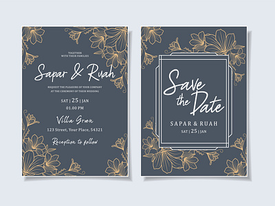 Wedding Invitation Card Floral Sketch