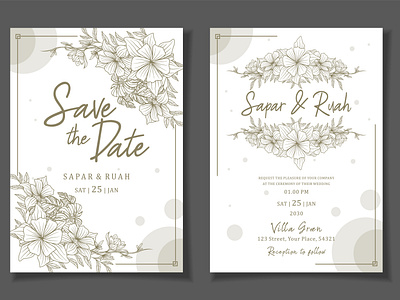 Wedding Invitation Card Floral Sketch