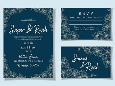 Wedding Invitation Card Floral Sketch