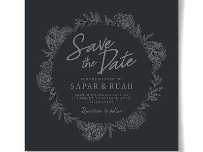 Wedding Invitation Card Floral Sketch