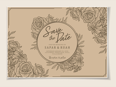 Wedding Invitation Card Floral Sketch by Luxstyle on Dribbble