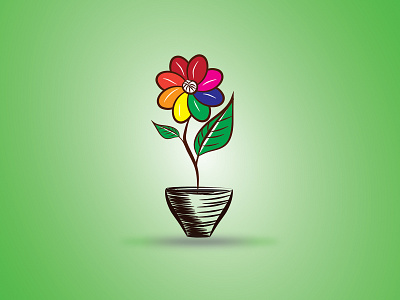 Cute Flower in Pot with Tree