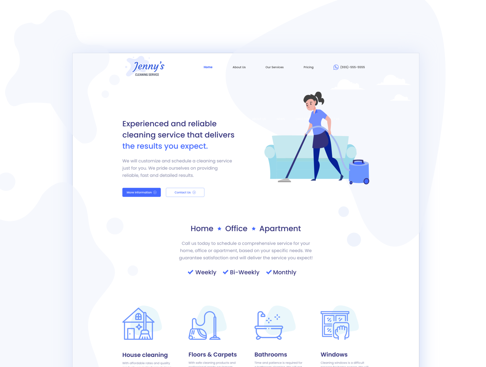 Jenny's Cleaning Service Website By PixelBrick On Dribbble