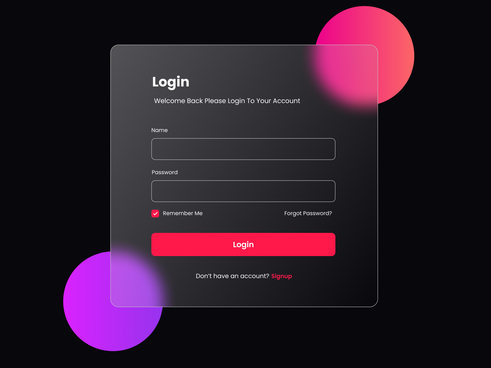 Glassmorphism Login Page For Website Using Html Css A 4892