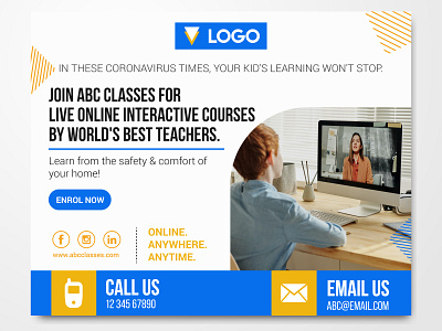 Online Classes Social Media Post Template education online classes post social media templates students website