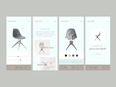 Furniture configurator app chairs clean color palette color picker configurator design flat furniture minimalism mobile mobile app responsive tables ui ux