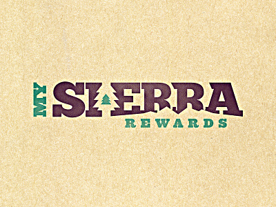 My Sierra Rewards graphic design logo mountain rewards sierra at tahoe ski snowboard tree typography