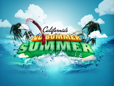 California's No Bummer Summer california logo park promo rollercoaster theme typography