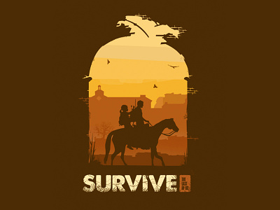 Survive. The Last of Us. horse joel and ellie minimalist naughty dog photoshop print screen survive t shirt the last of us tlou vector