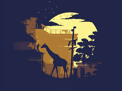 Ellie Meets Giraffe ellie fanart giraffe illustrator naughty dog poster ps3 silhouette t shirt the last of us vector videogame