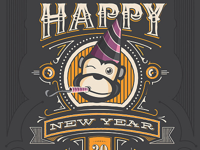 Happy New Year from Emcee Design design emcee happy illustration meringcarson monkey new poster print screen year