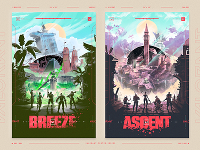 VALORANT POSTER SERIES – [ SET 02 // 03 ] ascent breach breeze cypher illustration jett kayo killjoy maps omen poster raze reyna riot games series set valorant viper