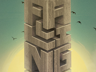 Type Project 3d birds falling type typography woodgrain