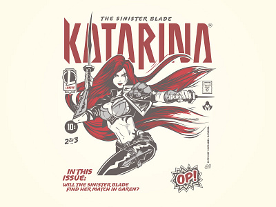 Comic Collection Kat collection comic cover hoodie illustration kat katarina league of legends merch riot games t shirt typography vector videogame