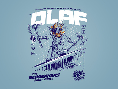 Comic Collection Olaf axe design illustration league league of legends merch olaf riot games snow t shirt type typography vector