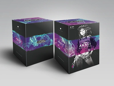 KDA Akali Statue Packaging dieline illustration league of legends packaging design riot games special edition statue system