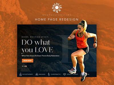 Home page design for body restoration body bodymovin chiropractic design graphic design health pain redesign sports typography ui ux webdesign website