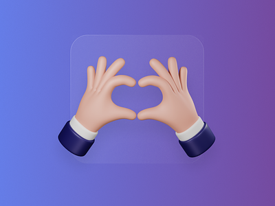 Love gesture 3d 3d art 3d hand app blender c4d colorful figma frostedglass gesture hand icon illustration illustrator love render support ui ux web