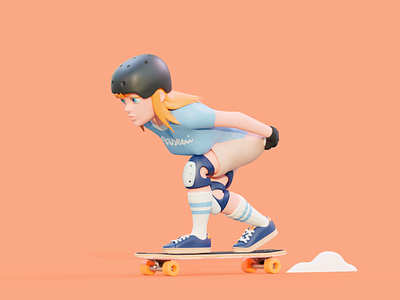 Longboard character 3d 3d art app blender c4d character colorful downhill figma girl icon illustration longboard longboarder photoshop render skate skater ui ux