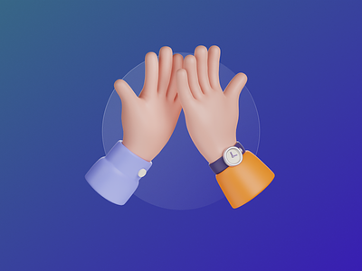 High five! 3d 3d illustration app blender c4d colorful gesture gestures hands highfive icon illustration minimal render ui ux