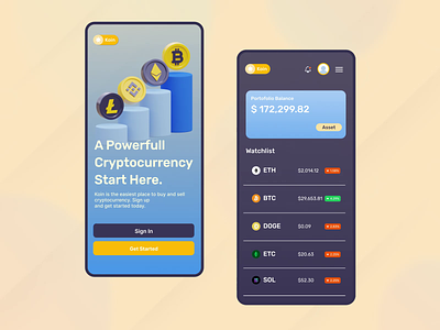Cryptocurrency app animation 3d 3d animation 3d art animation app application bitcoin blender btc c4d crypto cryptocurrency eth ethereum graph illustration nft render ui ux