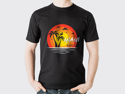 Miami Beach T-shirt illustration summer t shirt design t shirts tees typogaphy