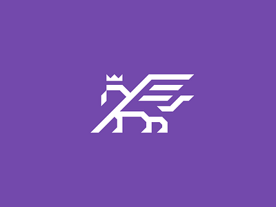 Royal Banking banking brand company crown design lion logo mark purple royal symbol vector wings