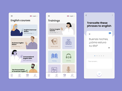 Mobile app for learning English design design website ui