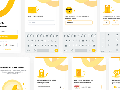 Wasla Registration UI/UX app design illustration login register registration signup ui ui ux ui design uidesign uiux ux ux ui yellow