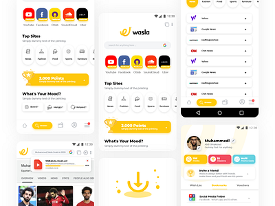 Wasla Browser app bookmark browse browser design download feed feeding history illustration profile ui ui ux ui design uidesign uiux user ux