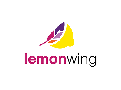 Lemon/Feather - Final Logo branding bright clean colorful feather lemon logo design minimal pink playful vibrant whimsical yellow
