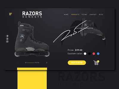 Razors Skate Co. Web adobexd black and yellow color icon minimal razors ui ux vector web webdesign website website builder website concept website design