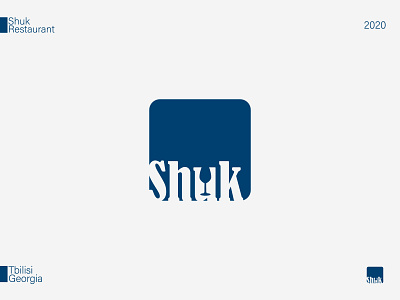 Shuk Restaurant Logo branding design flat icon illustrator logo minimal product design typography vector