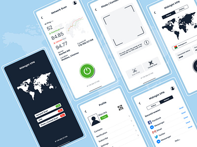 Midnight VPN app appdesign design flat illustrator ios app ios app design minimal ui ui ux ui design ux vector vpn app web website