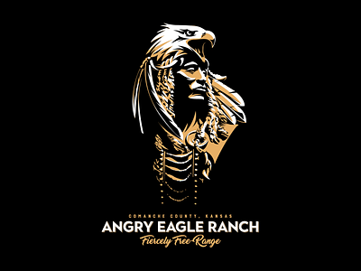 Angry Eagle Ranch adobe illustrator cc graphic design hunter illustration logo design vector warrior