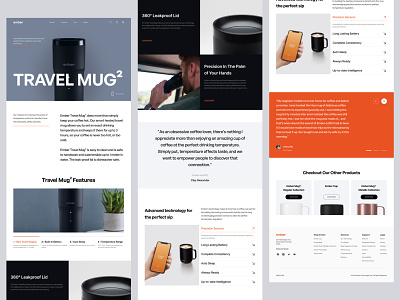 Ember: Travel Mug² - Landing Page app clean corporate design high tehnology inovation minimal product tech technology ui uiux web web design website