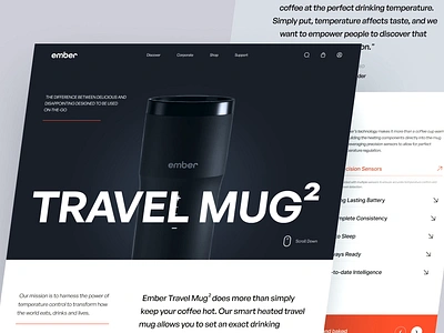 [Animated] - Ember: Travel Mug² Landing Page animation clean corporate design figma high technology inovation interaction landing page minimal product prototype tech technology ui uiux web website