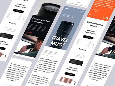 [Responsive] Ember: Travel Mug² Landing Page animation clean corporate design figma high technology inovation interaction landing page minimal mobile product prototype tech technology ui uiux website