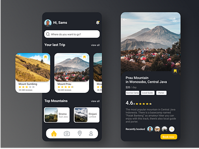 Mountain Book app hiking indonesia mobile app mobile ui mountain mountains travel travel app ui