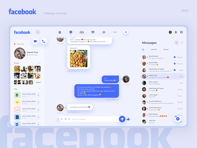 Facebook chat desctop page chat clear design desctop facebook messenger redesign social media social network ui ux visual concept