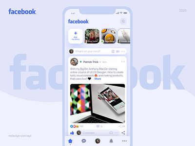 Facebook mobile redesign / main page app design app ui clear design facebook mobile app redesign social media socialmedia ui ux visual concept