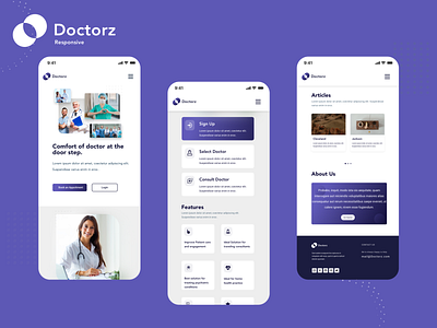 Doctorz - Online Appointment app app design booking app branding design doctor health medical minimal responsive design ui webdesign