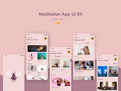 Meditation App app app design design events excercise meditation minimal music podcast sleep ui yoga