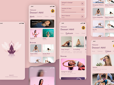 Meditation App Ui Kit app app design design excercise ios meditation minimal podcast sleep ui yoga