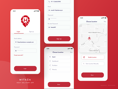 Mitaza - login app app design delivery app design food app location login minimal mobile app signup ui