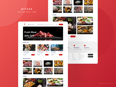 Mitaza Web - Meat Delivery app design delivery app design food app logo meat minimal ui web design website